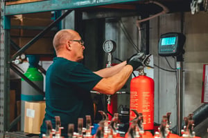 britannia fire with fire extinguisher